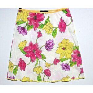 Design works skirt floral stretch elastic waist 28" -35" multicolor